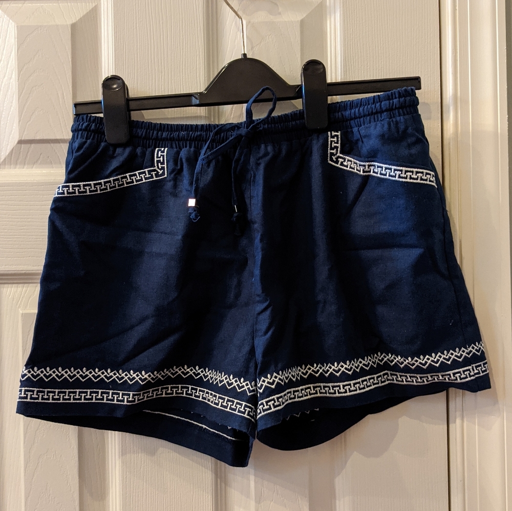 Aztec Detail Blue Shorts Size Medium